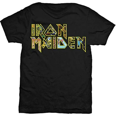 Image of Rock Off Iron Maiden &#039;Eddie Logo&#039; T Shirt (2 Extra Large) Black
