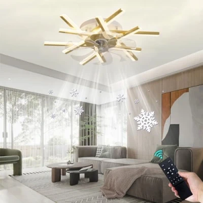 Image of YUNZI 100CM Large Ceiling Fan with Light and Remote Control Reversible Winter Summer Function 6 Speed LED Dimmable for Living Room Bedroom