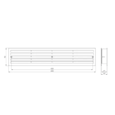 Image of Two Sided Brown Air Vent Grille 450mm x 92mm Bathroom Door Louvre Cover.