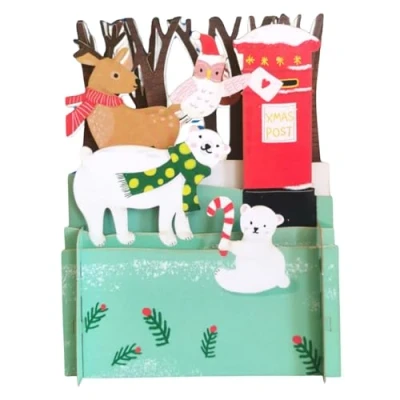 Image of Alljoy 3D Animals Posting Cards Pop Up Christmas Greeting Card XPOP040