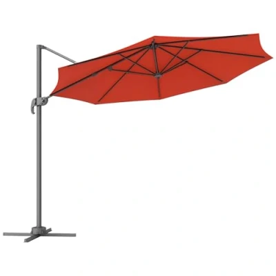 Image of Outsunny 3 x 3(m) Cantilever Parasol with Cross Base, Garden Umbrella 360 Rotation, Crank Handle and Tilt for Outdoor, Orange