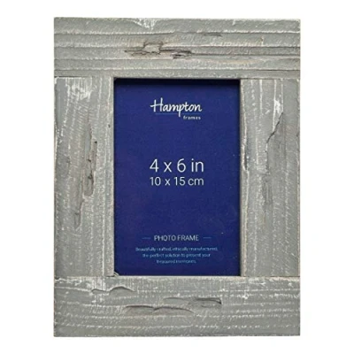 Image of Hampton Frames FARMHOUSE Uniquely Distressed Grey Painted Wood Photo Frame Shabby Chic 4x6 (10x15cm) FRM53846G