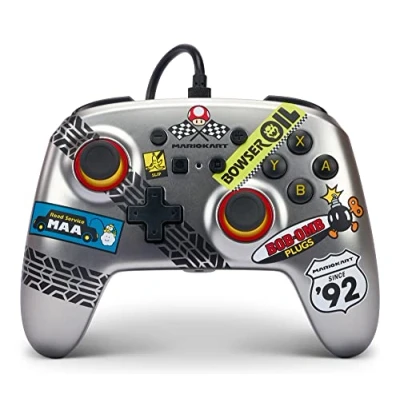 Image of PowerA Enhanced Wired Controller for Nintendo Switch and Oled Model, Advance Gaming Buttons, 3.5mm Stereo Jack Anti Friction Rings, Officially Licensed: Mario Kart