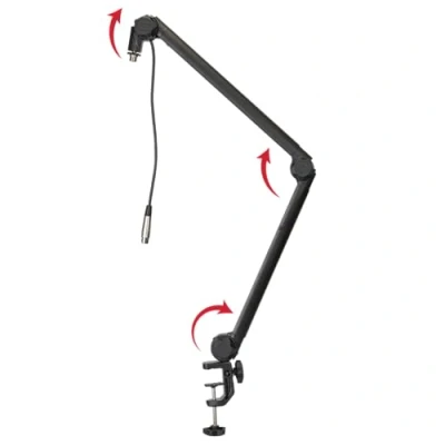 Image of Gator Frameworks Deluxe Desk Mounted Broadcast Microphone Boom Stand For Podcasts &amp; Recording; Integrated XLR Cable GFWMICBCBM3000