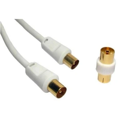 Image of PC Arena Coaxial TV/AV Aerial Cable Male to 1.8m + coupler