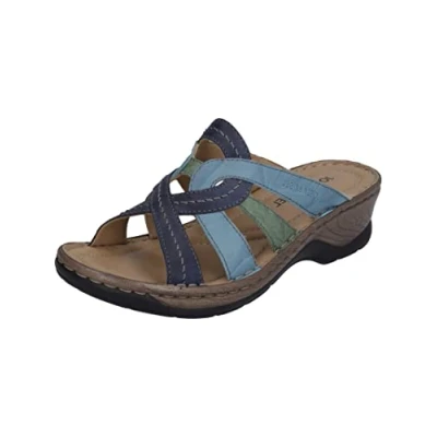 Image of Josef Seibel Women Mules Catalonia 01, Ladies Clogs,Width G (Regular),Slides,Sandal,Summer Shoe,Casual Shoe,Blue (Dunkelblau Multi),39 EU / 6 UK