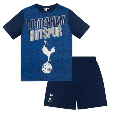 Image of Tottenham Hotspur FC Official Gift Boys Short Pyjamas Navy Text 4 5 Years