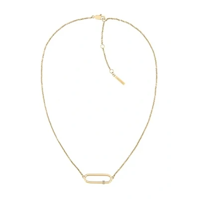 Image of Calvin Klein Women&#039;s ELONGATED OVAL Collection Pendant Necklace Embellished with Crystals 35000186