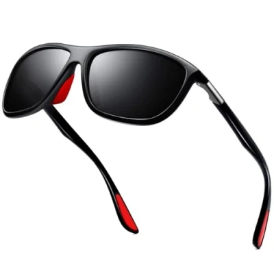Image of KANASTAL Sports Sunglasses Mens Polarised, Running Women Driving Cycling Golf UV Protection Rectangular Wrap Round Sun Glasses Black Lens