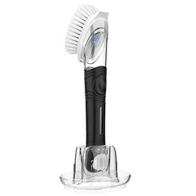 Image of MR.SIGA Soap Dispensing Dish Brush Storage Set, Kitchen with Holder for Pot Pan Sink Cleaning