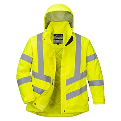 Image of Portwest LW74 Women&#039;s Hi Vis Reflective Insulated Winter Jacket Yellow, Large
