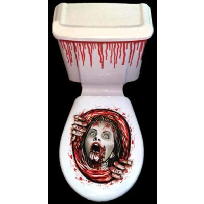 Image of B Creative Halloween Toilet Seat Grabber Cover Scary Horror Fancy Dress Party Decoration (SCREAMING ZOMBIE LADY WITH BLOOD)