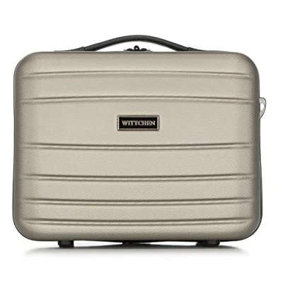 Image of WITTCHEN Cosmetic Case Travel Suitcase Carry On Cabin Luggage Hardshell made of ABS Combination Lock Globe Line Champagne
