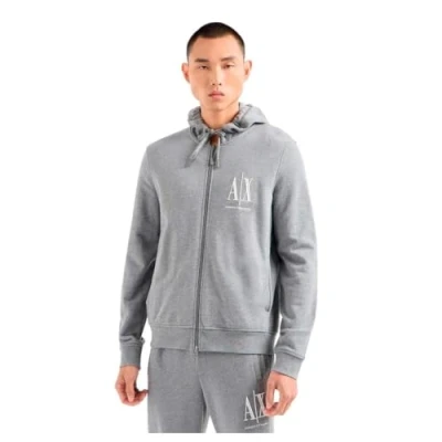 Image of Armani Exchange Zipup sweatshirt, Men&#039;s, Size: Medium, Grey