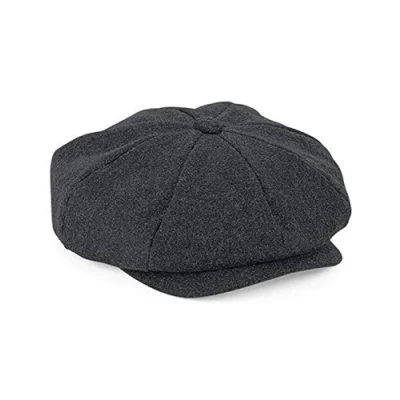 Image of Beechfield B629 Melton Wool Baker Boy Cap Charcoal Marl