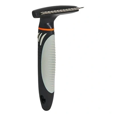 Image of Trixie Comb, 10 x 15 cm Rotating Rounded Teeth for Long Hair Coat Care, Plastic Handle with Non Slip Rubber Grip, Suitable Short and Wire Hair, Special Care Base