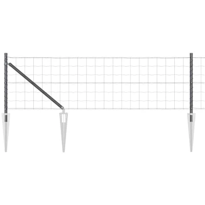 Image of vidaXL Euro Fence with 13 Spike Posts 0.4x50 m Galvanised Steel Grey