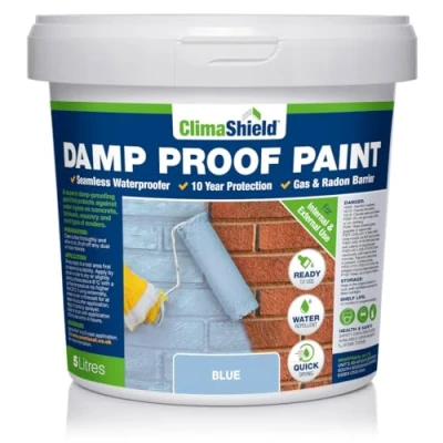 Image of SmartSeal Damp Proof Blue Paint 5 Litres For Interior &amp; Exterior Walls, Ceilings and Floors. Helps Prevent Water Ingress the Spread of Penetrating (Blue)