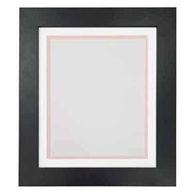 Image of Metro Black Photo Picture Poster Frame with Double White on Pink Mount 20 x 16 for Image Size 15 10 inch