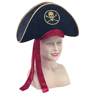 Image of Bristol Novelty BH304 Pirate Hat Deluxe Velvet, Unisex Adult, One Size