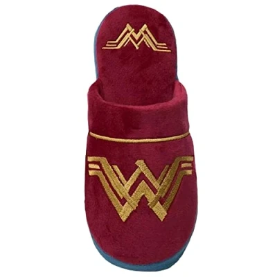 Image of Wonder Woman DC Comics House Shoes Women&#039;s/Ladies Red Logo Slippers