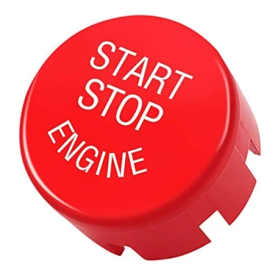 Image of TTCR II Sports Red Start Stop Engine Switch Button Cover Compatible with BMW, Power Ignition Replacement (Fits: BMW 1 2 3 4 5 6 7 X1 X3 X4 X5 X6/ F30 F10 F01 F15 F25 G30 G31 G11 G12)