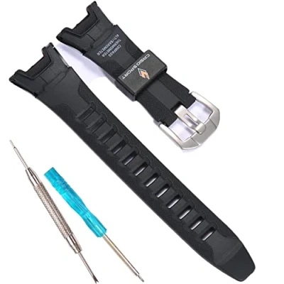 Image of Resin Watch Band Replacement for Casio PRG 110C PRW 1300 PAW Men&#039;s waterproof sport Rubber Strap BlackL