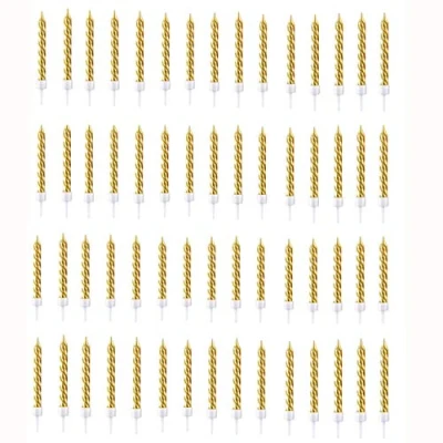 Image of byou Birthday Candles,Spiral Cake Candles 60 pieces Metallic Short Thin Cupcake in Holders for Wedding Party Favor Decoration