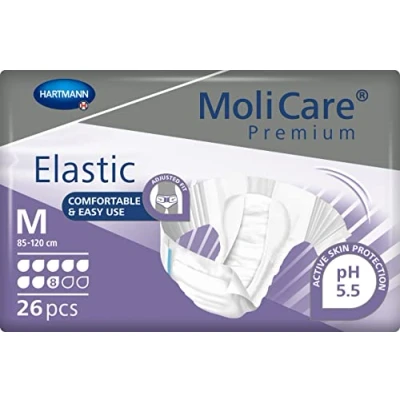 Image of MoliCare Premium Elastic Disposable Underwear: Discreet Use for Woman and Men with Incontinence; 8 Drops, Size M, 3 Packs of 26 (78 Pieces)