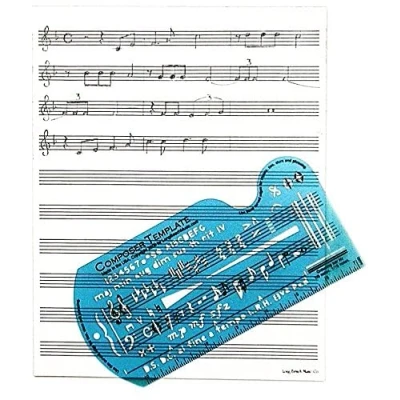 Image of Song Writer&#039;s Composing Template Stencil for Music Notes &amp; Symbols with Manuscript Staff Paper Tablet