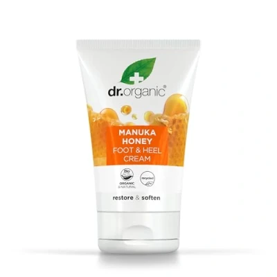 Image of Dr Organic Manuka Honey Foot Cream, Moisturising, Dry Skin, Mens, Womens, Natural, Vegetarian, Cruelty Free, Paraben &amp; SLS Recycled Recyclable, Organic, 125ml, Packaging may vary