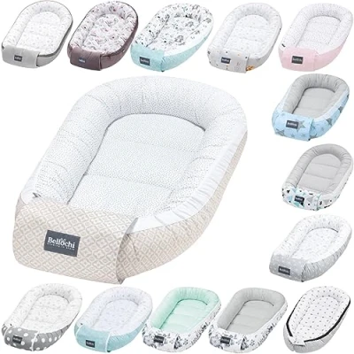 Image of Bellochi Baby Nest Pod Sleep for Newborn 100% Cotton Oeko TEX Certified 90x60x12cm with Protective Edges (Beige Dots)