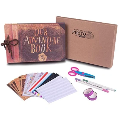 Image of RECUTMS Our Adventure Book with Gift Box,Best DIY Scrapbook Photo Album 80 Pages,Retro Wedding for Lover,Kids,Thanks Giving Gift(Adventure Box)