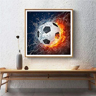 Image of 5D Diamond Painting, DIY Soccer Pattern Full Drill Painting Embroidery Paintings Pictures Arts Craft for Home Wall Decor