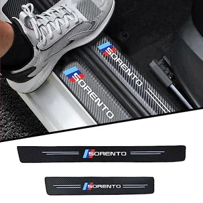 Image of RIDGOEL 4Pcs Car Door Sill Protector Kick Plate Guard for KIA Sorento, Carbon Fiber Automobile Threshold Protection Sticker Welcome Pedal Decor Accessories