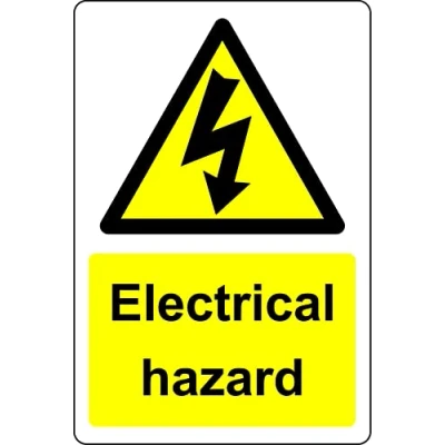 Image of Warning Electrical hazard electricity safety sign 1mm Plastic (200mm x 150mm)