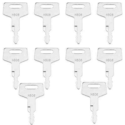 Image of VGOL 10Pcs Ignition Switch Keys Replacement H806 17001 00019 Compatible with Takeuchi Excavators Gehl Track Loader Start Key