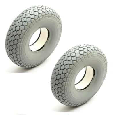 Image of 2 Solid Tyre 330x100 5 Inch Grey Puncture Proof Mobility Scooter Diamond Tread