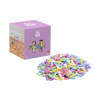 Image of Plus Building Blocks Toy 600 pc Kids Construction Toys, Creative Learning Resources and STEM Play for Home Travel Girls Boys Toys Age 5 Pastel Pieces
