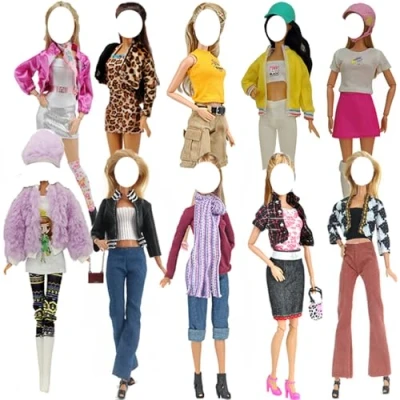 Image of Doll Clothes, Lance Home 5 Sets Fashion Winter Dresses Coat Pants Shoes Bag Hat Outfit For 11.5 inch Dolls Accessories Baby Gifts