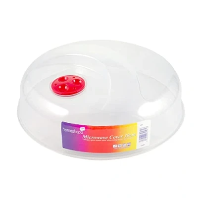 Image of Homeshopa Microwave Plate Cover, Splatter Guard Lid with Steam Vents, Plastic Transparent Ventilated Food Dish Cover Kitchen Cooking, BPA Free &amp; Dishwasher Safe, 30Cm (Pack of 1)