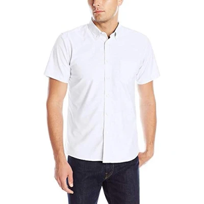 Image of IZOD Uniform Young Men&#039;s Short Sleeve Button Down Oxford Shirt, X Large,White, 40 UK/42 UK