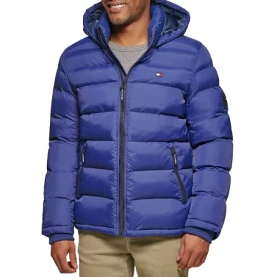 Image of Tommy Hilfiger Men&#039;s Hooded Puffer Jacket, Royal Blue, M