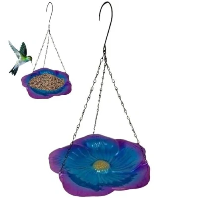 Image of Bemvp Bird Feeders for Outside Bath Hanging Feeder Garden Wildbird Tray Plate Water Seed Outdoor