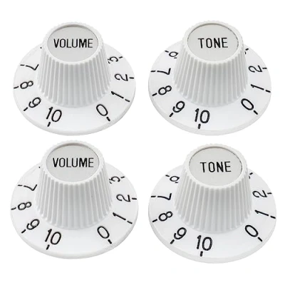 Image of Musiclily Pro Inch Witch Hat Knobs Top Tone Volume Control for USA Les Paul SG Style Electric Guitar, White with Silver Reflector (Set of 2T2V)