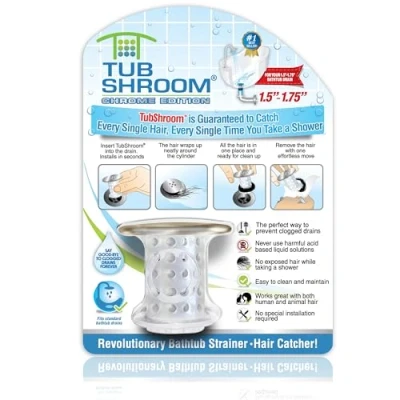 Image of TubShroom Tub Drain Protector Hair Catcher Strainer Snare Silicone Chrome Standard
