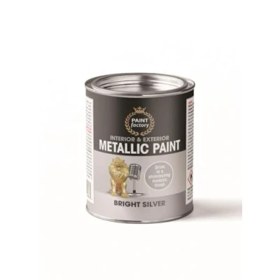 Image of AlezyB Metallic Silver Tin Paint 300ml Multi Purpose Use for Metal and Wooden Furniture, Ornaments, Decorative Items Much More Interior &amp; Exterior