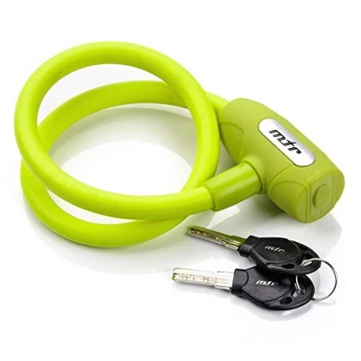 Image of meteor Bike lock High Security key Coiling Cable Chain Mounting Bracket Cycling Accessories MTB Scooter Moto Grills Secured Anti theft Steel Wire Intergrated Keys (65 cm green)