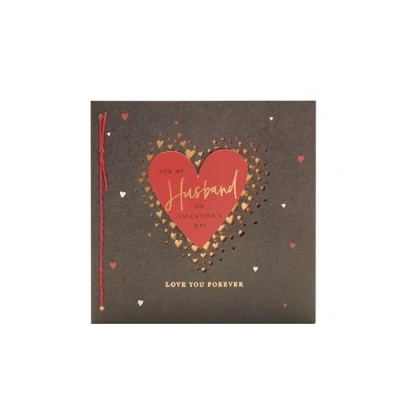 Image of UK Greetings Valentine&#039;s Day Card For Husband Mini Gold Hearts Design