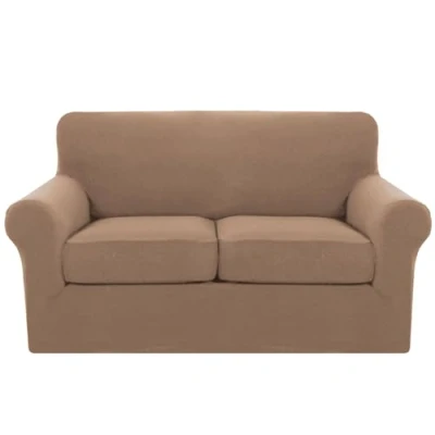 Image of YCDZSW Sofa Cover Stretch Slipcovers Non Slip Couch Covers Settee with Seat Cushions and Backrests Furniture Protector (Camel,2 Seater)